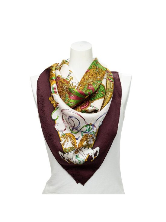 Hermes Accessories - Hermes Scarf White 100% Jacquardsilk